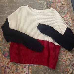L.A Hearts Color Block Sweater Red Blue White